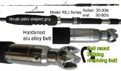 Opsrey jigging rods with a rotation gimbal . Dismountable  handle Jigging rods 