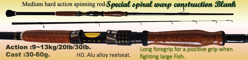 Osprey light to heavy action spinning rods. Spiral wrap blank spinning rods  is closed to unbreakable. - Osprey fishing rods and prices